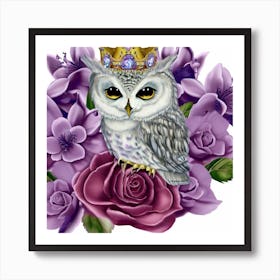 Owl With Crown 1 Art Print