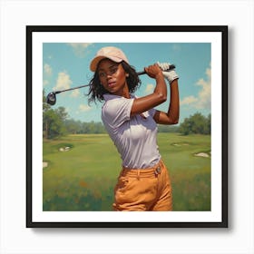 African American Female Golfer Poster