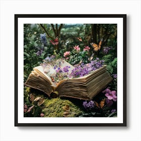 Open Book With Butterflies Art Print