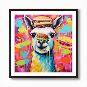 Burger Llama Art Print