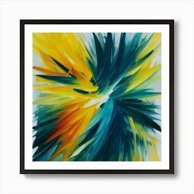 Gorgeous, distinctive yellow, green and blue abstract artwork 13 Art Print