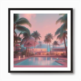 Pool With Palm Trees Art Print