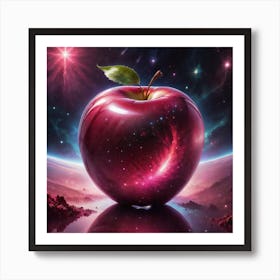 Red Apple In Space Art Print
