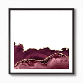 Burgundy & Gold Agate Texture 30 Art Print