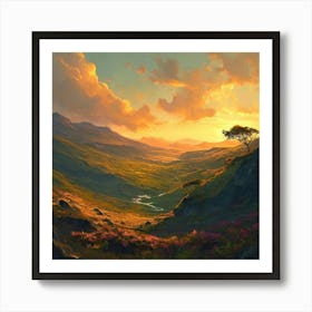 Landscape Bathed In The Rich Shades Of Olive Green And Burnt Sienna Shadowing Through Art Print