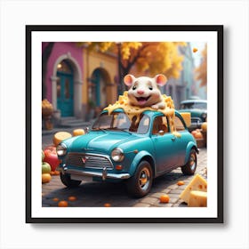 Mouse In A Car Art Print