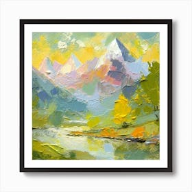 Firefly An Illustration Of A Beautiful Majestic Cinematic Tranquil Mountain Landscape In Neutral Col (8) Art Print