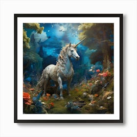 Unicorn In The Forest Art Print