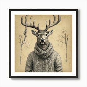 Deer In A Sweater Art Print