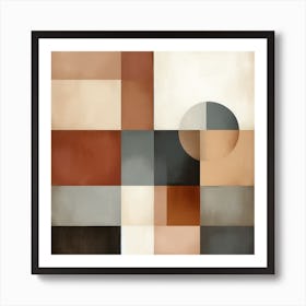 Abstract Harmony: A Minimalist Painting with Earthy Colors and Shapes Art Print