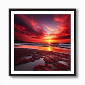 Sunset On The Beach 1085 Art Print