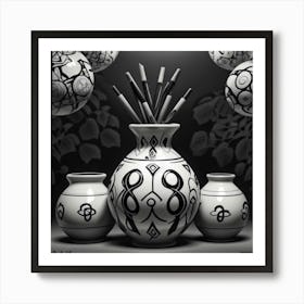 Vases And Pencils Art Print