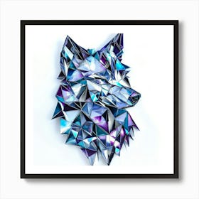 Geometric Wolf.Generated AI. Wall Art Print Poster