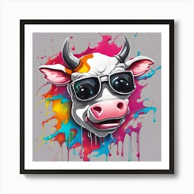Cow With Sunglasses Art Print