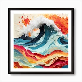 Paper Ocean Wave Art Print