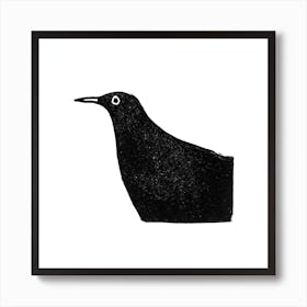 Blackbird Linocut Square Art Print