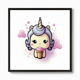 Unicorn Ice Cream Art Print