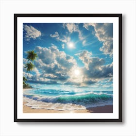 The Beach & Blue Sky Art Print