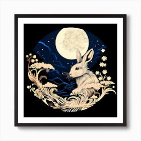 Rabbit In The Moonlight 3 Art Print