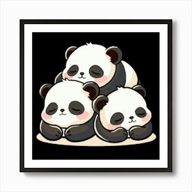 Panda Pals - Three Panda Bears Sleeping 1 Art Print