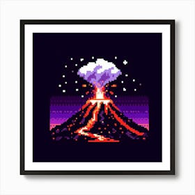 8-bit volcano eruption 2 Art Print