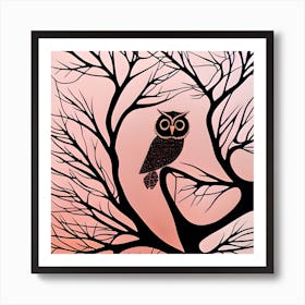 Owl On Tree Branches Art Print