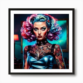 Sexy Woman With Colorful Hair Art Print