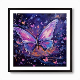 Butterfly In The Night Sky Art Print
