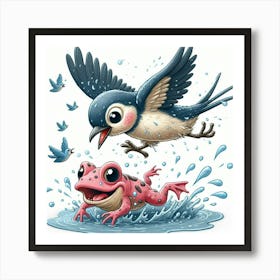 Frog And Bird 1 Art Print