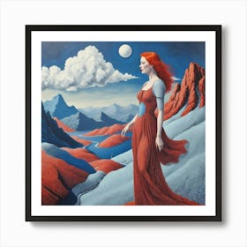 Woman In A Red Dress Art Print