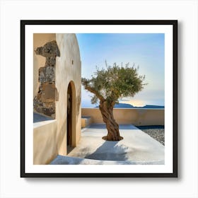 Olive Tree At The Entrance To The Traditional House On Santorini (I) Art Print