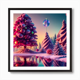 Christmas Trees In The Snow Art Print