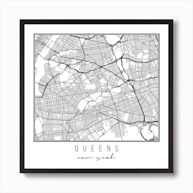 Queens New York Street Map Art Print