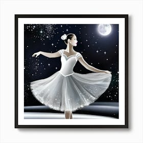 Ballerina In The Moonlight Art Print