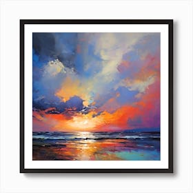 Abstract Colorful Ocean Sunset Art Print