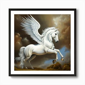 White Horse With Wings Affiche