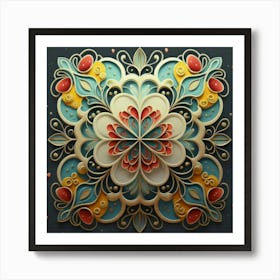 Abstract art of exotic flowers with vibrant abstract hearts in their designs, hearts, 10 Art Print