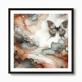 Butterfly Fluid Ink in Bronze Shades III Art Print