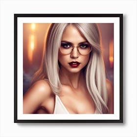 Beautiful Young Woman With Glasses Art Print