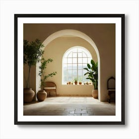 Empty Room With Potted Plants Art Print