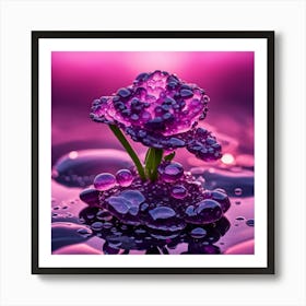 Purple Flower With Water Droplets 4 Art Print