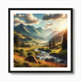 Sunset In The Mountains Art Print