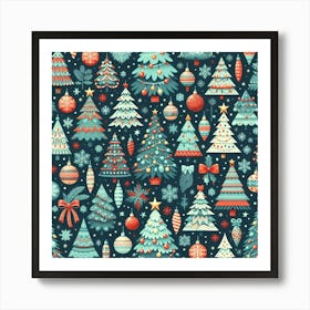 Christmas Tree Seamless Pattern 1 Art Print