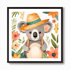 Floral Baby Koala Nursery Illustration (18) Art Print