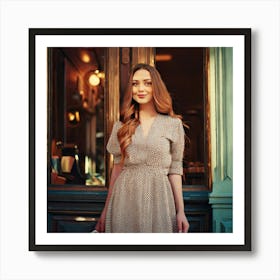 Firefly Young Lady Posing By A Retro Shop Window 11364 Art Print