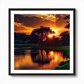 Sunset At The Golf Course 1 Art Print
