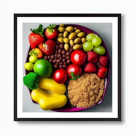 Healthy Plate Of Fruits And Vegetables Art Print