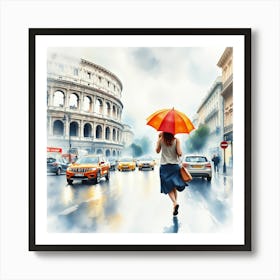 Watercolor Of Rome Art Print