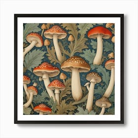 William Morris Print Mushrooms Poster Vintage Textile 3 Art Print