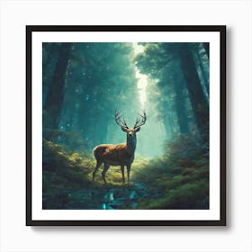 Deer In The Forest 99 Art Print